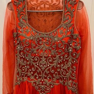 Orange Floor Length dress